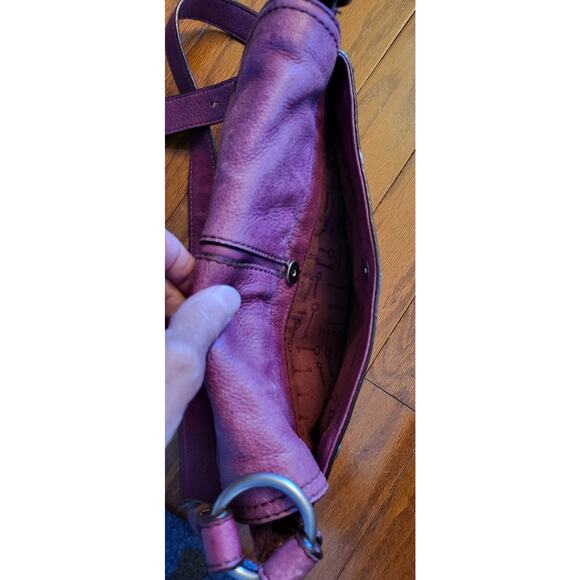 FOSSIL Purple Leather Crossbody Messenger Bag Purse Handbag Violet Vintage - Picture 5 of 16